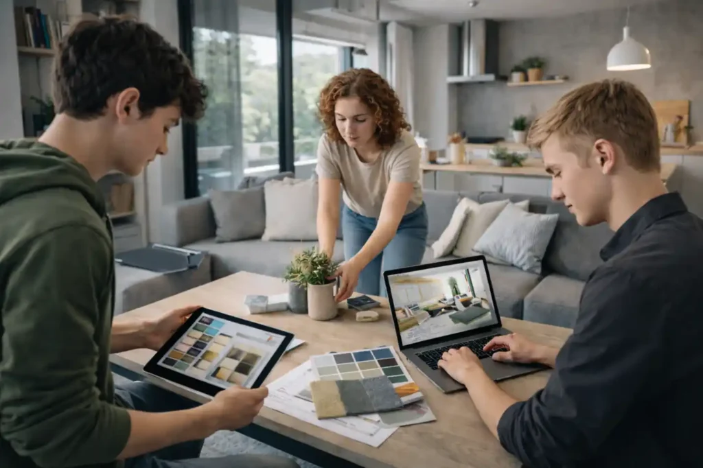 Учні Великопольського професійного технікуму за спеціальністю «Технік з дизайну інтер'єру» проєктують простір з використанням макетів та цифрових інструментів