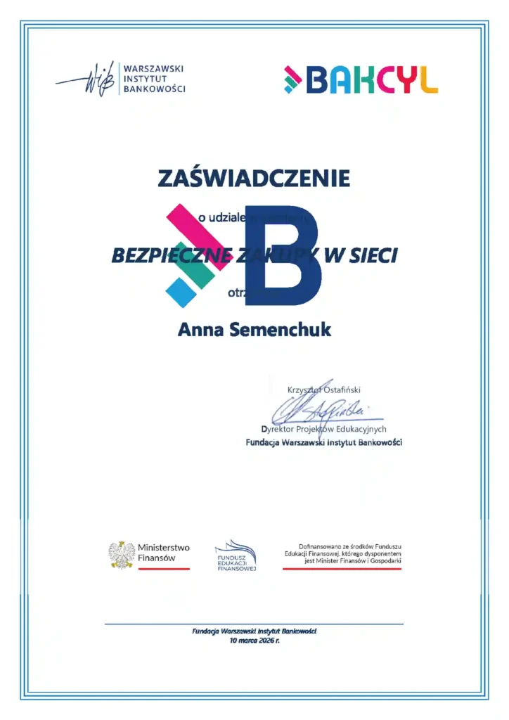Certyfikat - Bezpieczeństwo w sieci